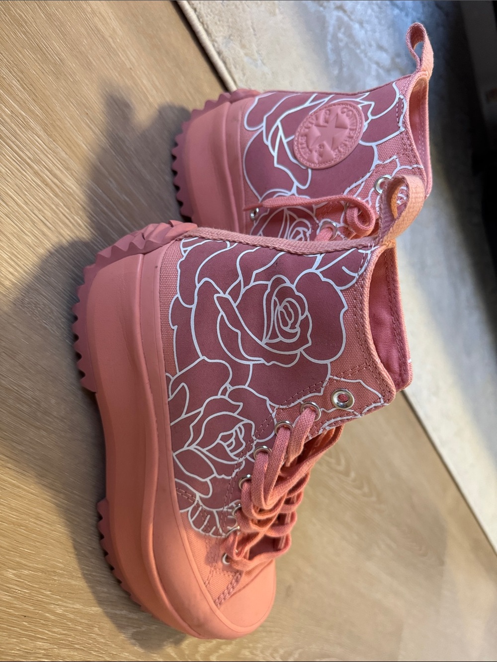 Converse Pink Floral Platform High-Top Sneaker